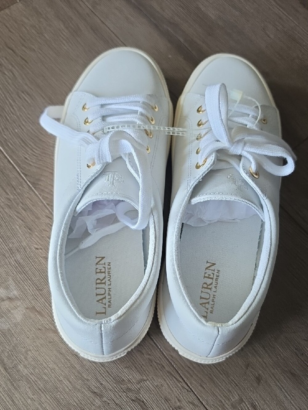 Lauren Ralph Lauren White Leather Sneakers - Picture 2 of 8